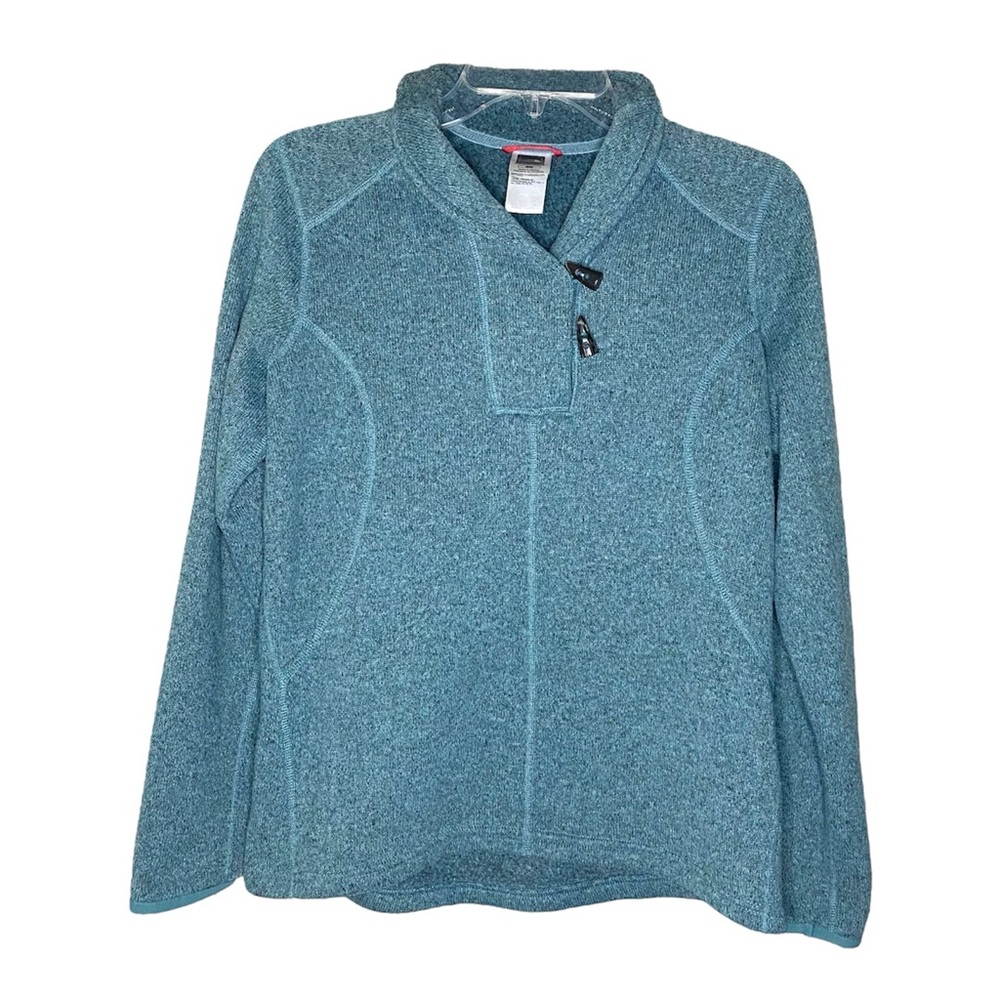 The North Face Teal Knit Toggle Pullover Sweater … - image 1